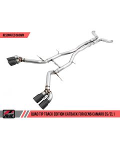 2016-2018 Camaro AWE Track Edition Cat-back Exhaust for SS / ZL1 - Non-Resonated - Diamond Black Tips (Quad Outlet)