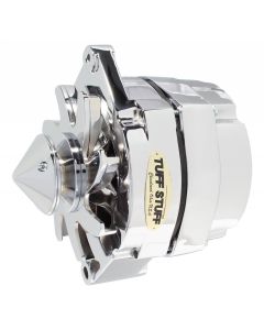 1982-1985 Camaro Silver Bullet Alternator; 100 AMP; OEM Or 1 Wire; V Groove Bullet Pulley; 4.85 in. Case Depth; Lower Mount Boss 2 in. Long; Chrome; 6 Clocking;
