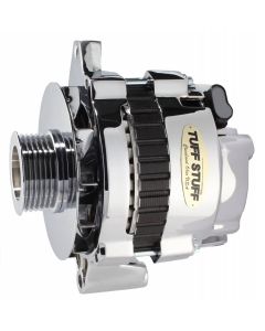 Alternator; 105 AMP; 1 Wire Or OEM; 6 Groove Pulley; Double Wide Heavy Duty Ball Bearings; Polished;