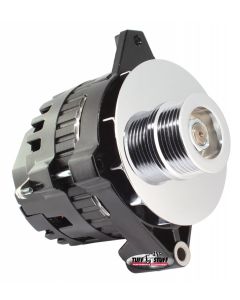 1986 Camaro Alternator; 105 AMP; 1 Wire Or OEM; 6 Groove Pulley; Internal And External Cooling Fans; Black
