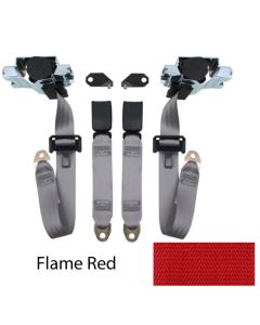 1982-1992 Camaro Front Seat Belt Kit Flame  Red