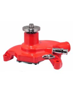 1967-1971 Chevrolet Camaro SuperCool Water Pump; 5.625 in. Hub Height; 5/8 in. Pilot; Short; Threaded Water Port; Red Powdercoat w/Chrome Accents; 1354NCRED