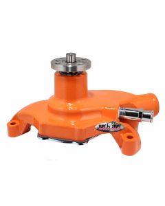 1967-1971 Chevrolet Camaro Platinum SuperCool Water Pump; 5.625 in. Hub Height; 5/8 in. Pilot; Short; Aluminum Casting; Orange Powdercoat w/Chrome Accents; 1394NCORANGE