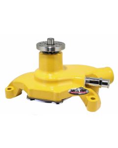 1967-1971 Chevrolet Camaro Platinum SuperCool Water Pump; 5.625 in. Hub Height; 5/8 in. Pilot; Short; Aluminum Casting; Yellow Powdercoat w/Chrome Accents; 1394NCYELLOW