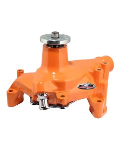1969-1992 Chevrolet Camaro SuperCool Water Pump; 6.937 in. Hub Height; 5/8 in. Pilot; Long; Threaded Water Port; Orange Powdercoat w/Chrome Accents; 1449NCORANGE