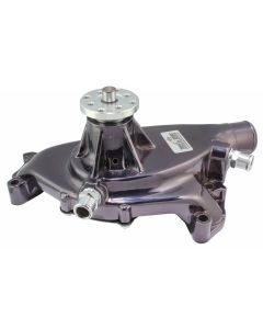 1967-1972 Chevrolet Camaro Smoothie Style Water Pump; 5.750 in. Hub Height; 5/8 in. Pilot; Short; Flat Smooth Top And (2) Threaded Water Ports; Black Chrome; 1496NA7
