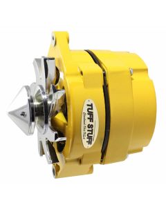 1973-1983 Camaro Silver Bullet Alternator; 100 AMP; OEM Or 1 Wire; V Groove Bullet Pulley; 4.85 in. Case Depth; Lower Mount Boss 2 in. Long; Yellow Powdercoat w/Chrome Accents;
