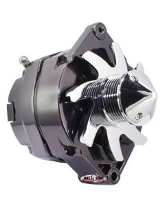 1973-1983 Camaro Silver Bullet Alternator; 140 AMP; OEM Or 1 Wire; V Groove Pulley; 4.85 in. Case Depth; Lower Mount Boss 2 in. Long; Black Chrome;