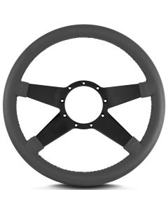 1967-1992 Camaro 14 in  Standard Steering Wheel,  Black Spokes, Dark Grey Leather Wrap