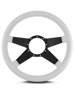 1967-1992 Camaro 14 in  Standard Steering Wheel,  Black Spokes, White Leather Wrap