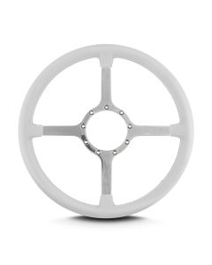 1967-1992 Camaro 15 Inch  Steering Whee lPolished Spokes,White  Leather Wrap