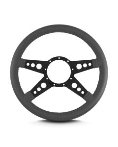 1967-1992 Camaro 14 in  GT Steering Wheel,  Black Spokes, Dark Grey Leather Wrap