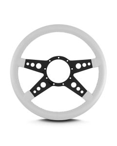 1967-1992 Camaro 14 in  GT Steering Wheel,  Black Spokes, White Leather Wrap