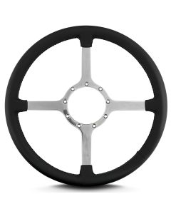 1967-1992 Camaro 15 Inch  Steering Wheel Polished Spokes, Black Leather Wrap