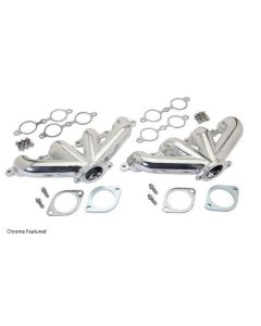 1967-1969  Camaro Center Dump Cast Iron LS Exhaust Manifolds, Silver Ceramic
