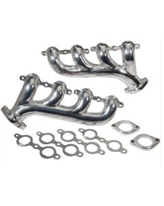 1967-1969 Camaro Rear Dump Cast Iron LS Exhaust Manifolds, Silver Ceramic