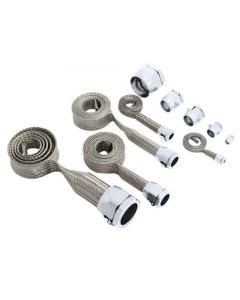 Camaro Hose Cover Kit, Stainless Steel, Braided, Universal,With Chrome Clamps, 1967-15