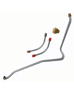1967-1968 Camaro Fuel Line Set, Fuel Pump To Holley Carburetor, Steel, 396/375hp, 3/8" With Fuel Block