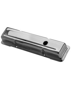 Engine Valve Covers; Stamped Steel; Short; Chrome; w/ Baffles; Fits SB Chevy