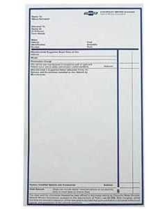 Camaro New Car Window Sticker, 1970-1971