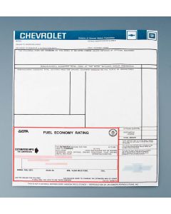 Camaro New Car Window Sticker, 1981