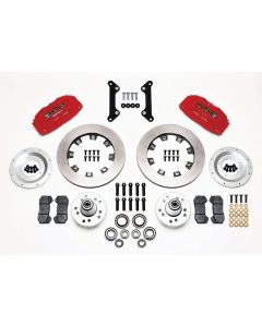 Camaro Wilwood Front Disc Brake Kit, 6-piston Red Calipers,Plain Rotors, 1970-1978