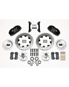 Camaro Wilwood Front Disc Brake Kit, 6-piston Black Calipers, Drilled & Slotted Rotors, 1970-1978