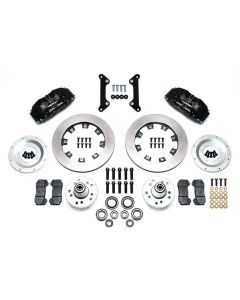 Camaro Wilwood Front Disc Brake Kit, 6-piston Black Calipers, Plain Rotors, 1970-1978