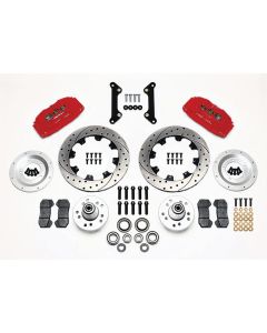 Camaro Wilwood Front Disc Brake Kit, 6-piston Red Calipers,Drilled & Slotted Rotors, 1970-1978