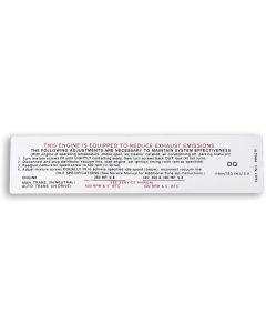 Camaro Emission Decal, Automatic Or Manual Transmission, 396ci/350/360hp, 1970Early