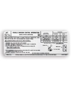 Camaro Emission Decal, Automatic Or Manual Transmission, 402ci/300hp, 1971