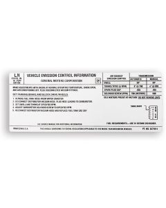 Camaro Decal, Emission Control, High Performance Cars, Automatic Or Manual Transmission, 1972