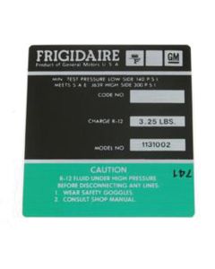 Camaro Air Conditioning Compressor Decal, Green, 1972-1973