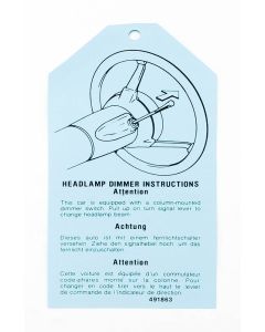 Camaro Headlight Instruction Card, 1976-1978