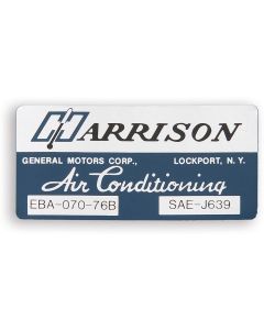 Camaro Air Conditioning Evaporator Box Decal, Harrison, 1976