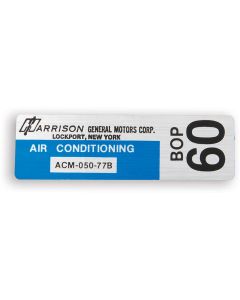 Camaro Air Conditioning Evaporator Box Decal, Harrison, 1977