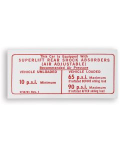 1971-1974 Camaro Air Shock Instruction Decal