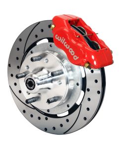 Wilwood Forged Dynalite  Brake Front Brake Kit  - Red Powder Coat Caliper - SRP Drilled & Slotted Rotor