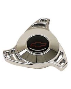 Camaro Air Cleaner Cover Wing Nut, Spinner Shape, Large Bowtie Logo, Chrome, 1967-69