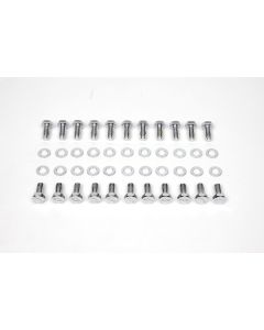 Camaro Oil Pan Bolt Set, Small Block, Bowtie Stamped, Chrome, 1967-81