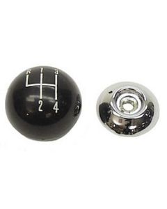 Camaro Shifter Knob, Manual Transmission, Black Ball/ChromeBase, 5/16" Thread, 4-Speed Shift Pattern, For Cars With Muncie Shifter, 1967-1968
