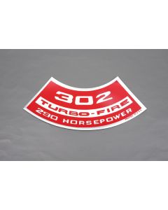Camaro Air Cleaner Decal, 302 Turbo-Fire 290 Horsepower, 1967-1969