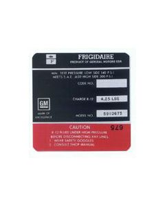 Camaro Air Conditioning Compressor Decal, Frigidaire, 1967