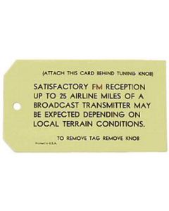 Camaro Antenna Adjustment Tag, 1967-1968