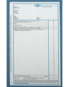 Camaro Factory Window Sticker, 1968