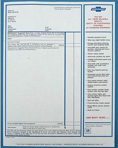 Camaro Factory Window Sticker, 1969