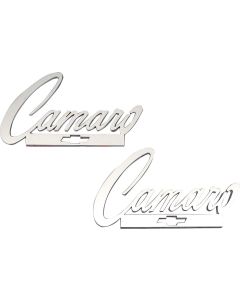 Camaro Taillight Panel Emblems, Camaro Script Logo With Bowtie, Stainless Steel, 1967-1969