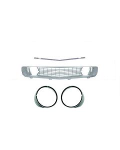 Grille Kit,w/Silv Grille/Silv H/L Bezels,Std Trim,NonRS,1969