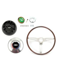 Camaro Deluxe Wood Steering Wheel Kit, Rosewood, For Cars With Non-Tilt Steering Column, 1969