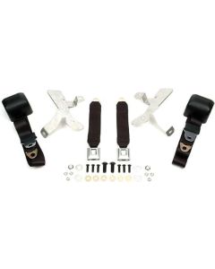 Camaro 3-Point Retractable Rear Shoulder Harness/Seat Belt Kit, Morris Classic Concepts, With Star-Burst Button, 1967-1968